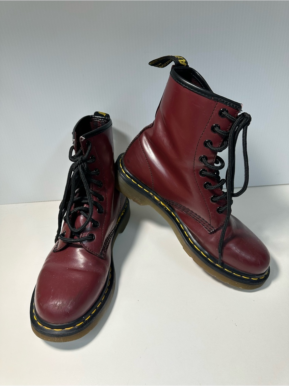 Dr. Martens Women's 1460 Smooth Leather Cherry Red Burgundy Lace-Up Combat Boot